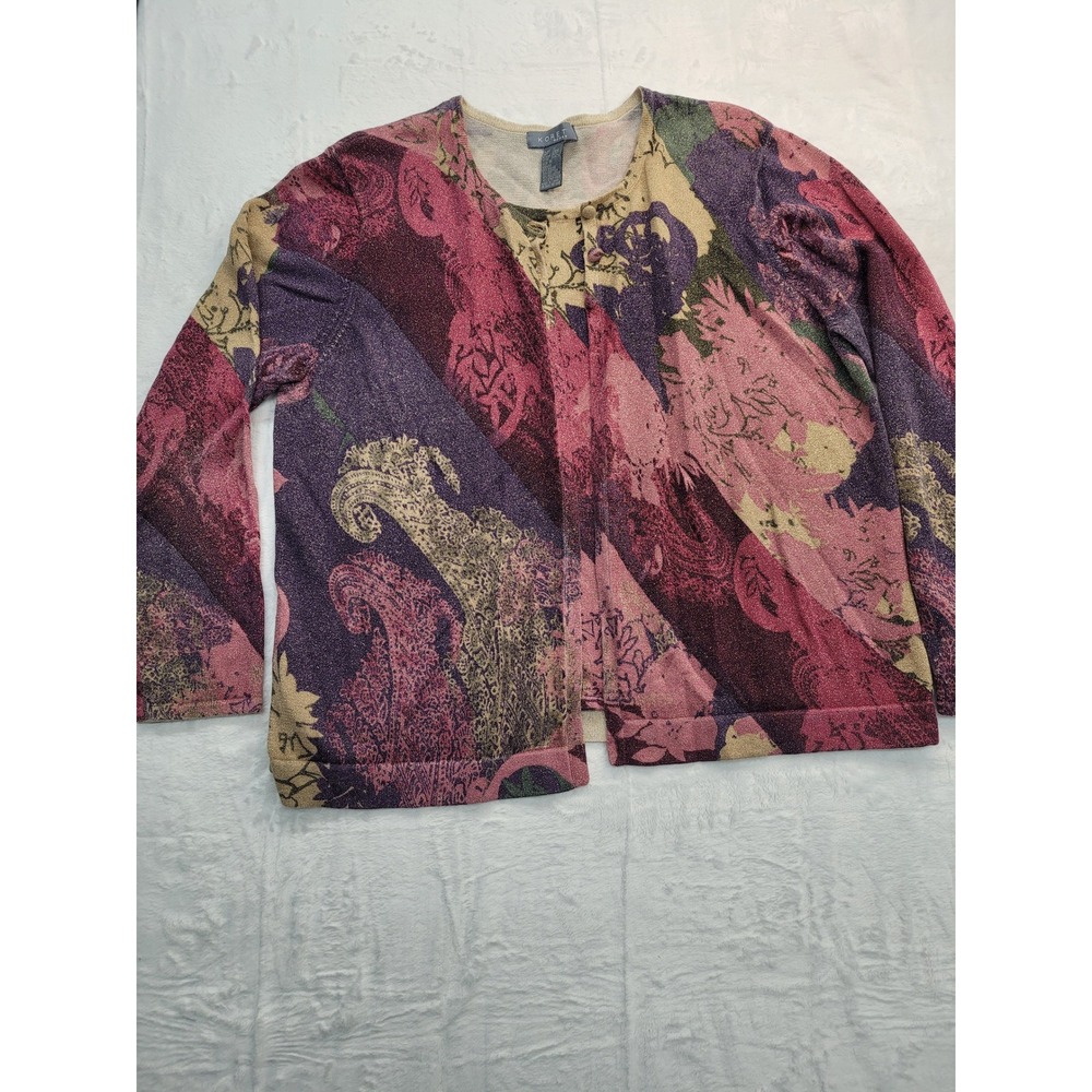Koret Woman Cardigan Shell‎ 1X Purple Pink Gold Metallic threads